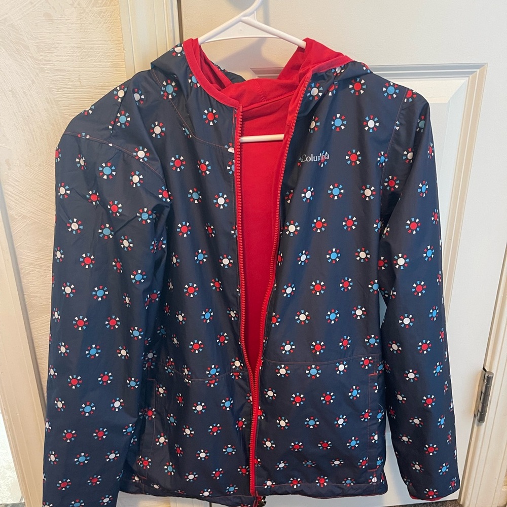 Columbia Kids' Pixel Rain Jacket- lined and reversible.